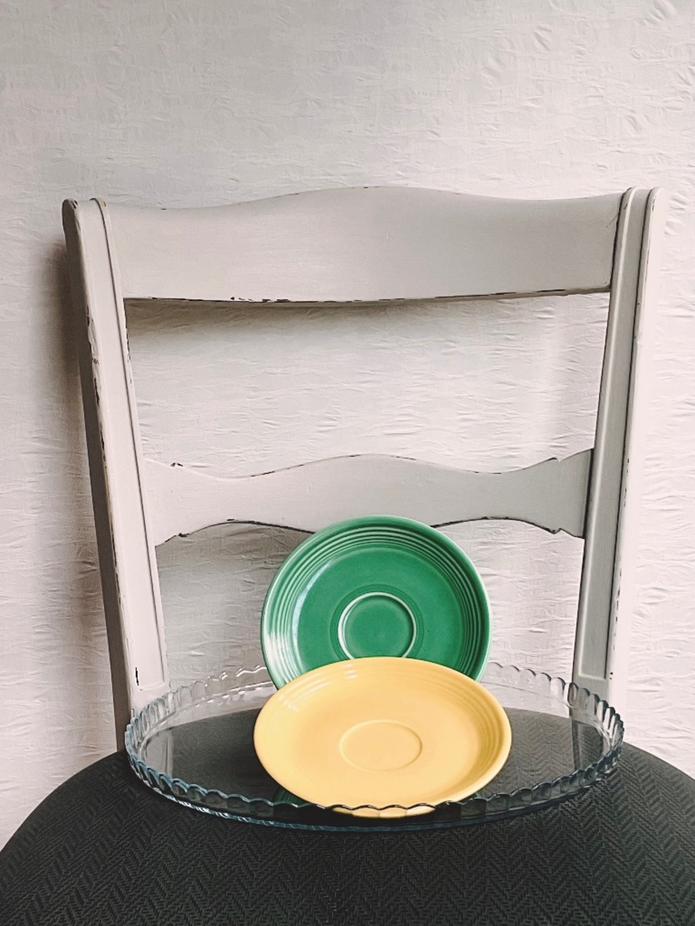 Vintage Fiesta Saucers HL USA Pottery Two (2) 6” Saucers Yellow Green